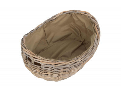 Basket, SMALL BOAT SHAPED RATTAN LOG BASKET with CORDURA LINING