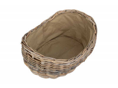 Basket, LARGE BOAT SHAPED RATTAN LOG BASKET with CORDURA LINING
