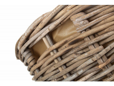 Basket, LARGE BOAT SHAPED RATTAN LOG BASKET with CORDURA LINING