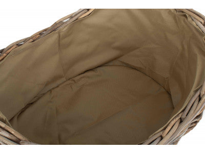 Basket, LARGE BOAT SHAPED RATTAN LOG BASKET with CORDURA LINING