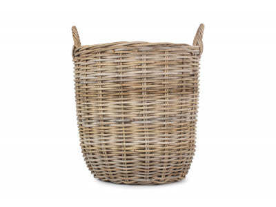 Basket, MEDIUM CORDURA LINED TALL ROUND FIRESIDE RATTAN LOG BASKET
