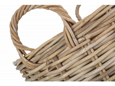 Basket, MEDIUM CORDURA LINED TALL ROUND FIRESIDE RATTAN LOG BASKET