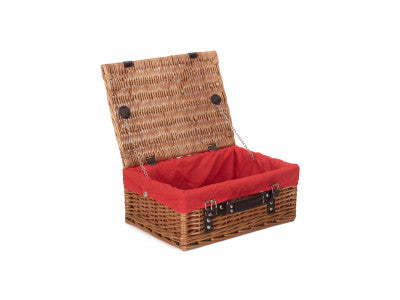 "Basket, 14" DOUBLE STEAMED HAMPER with RED LINING"
