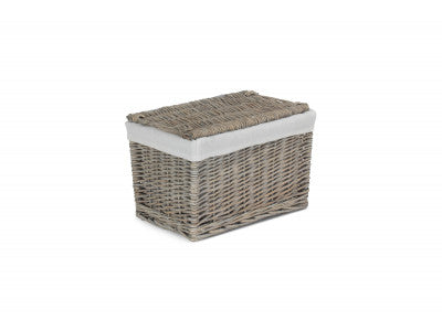"Basket, 14" GREY WASH STORAGE HAMPER"