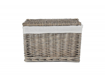 "Basket, 14" GREY WASH STORAGE HAMPER"