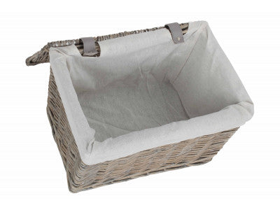 "Basket, 14" GREY WASH STORAGE HAMPER"