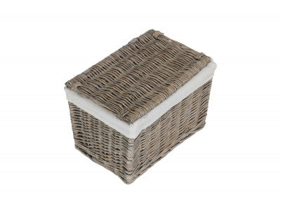 "Basket, 14" GREY WASH STORAGE HAMPER"