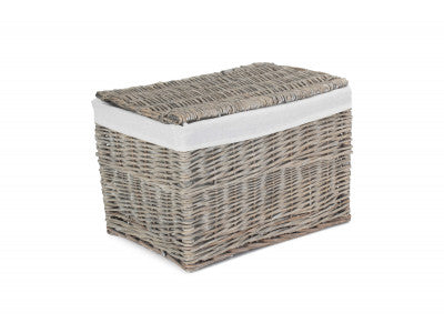 "Basket, 19" GREY WASH STORAGE HAMPER"