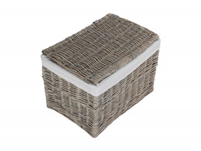 "Basket, 19" GREY WASH STORAGE HAMPER"
