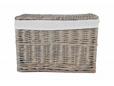 "Basket, 19" GREY WASH STORAGE HAMPER"