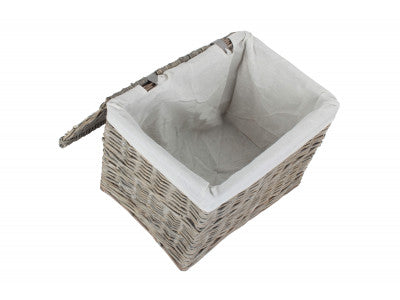 "Basket, 19" GREY WASH STORAGE HAMPER"