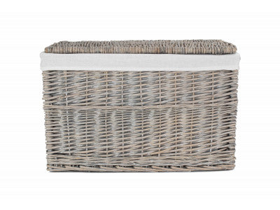 "Basket, 24" GREY WASH STORAGE HAMPER"