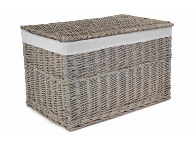 "Basket, 28" GREY WASH STORAGE HAMPER"