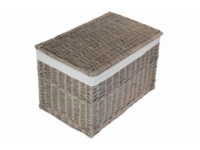 "Basket, 28" GREY WASH STORAGE HAMPER"