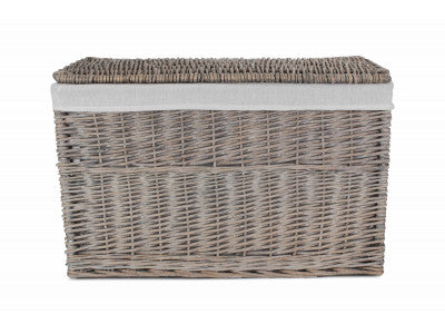 "Basket, 28" GREY WASH STORAGE HAMPER"