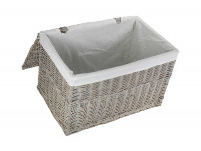 "Basket, 28" GREY WASH STORAGE HAMPER"