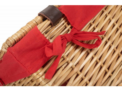 "Basket, 16" BUFF HAMPER with RED LINING"
