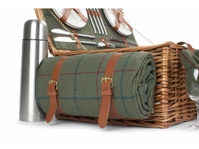 Basket, DELUXE GREEN TWEED 4 PERSON HAMPER