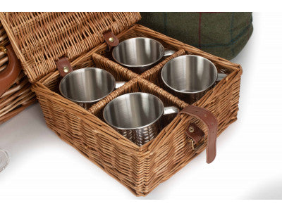 Basket, DELUXE GREEN TWEED 4 PERSON HAMPER