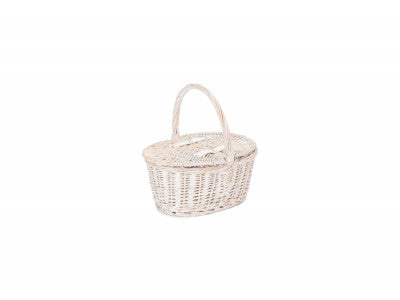 Basket, CHILD'S WHITE WASH LIDDED HAMPER