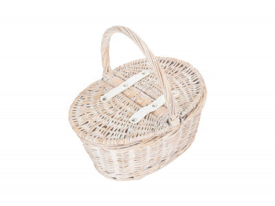 Basket, CHILD'S WHITE WASH LIDDED HAMPER