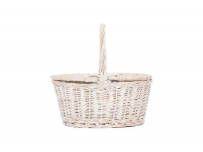 Basket, CHILD'S WHITE WASH LIDDED HAMPER