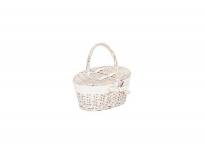 Basket, CHILDS WHITE WASH LIDDED HAMPER with WHITE LINING