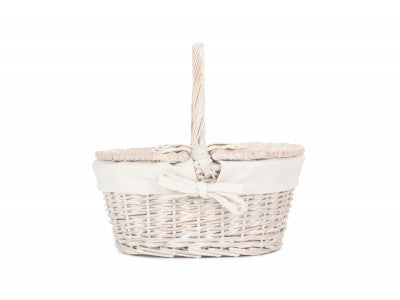 Basket, CHILDS WHITE WASH LIDDED HAMPER with WHITE LINING