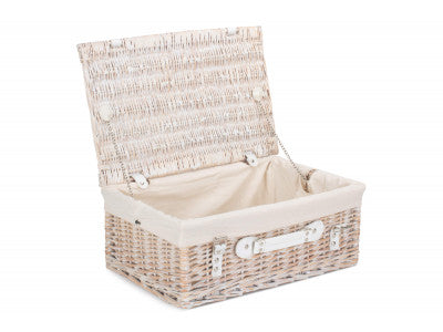 "Basket, 18" WHITE HAMPER with WHITE LINING"