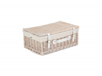 "Basket, 18" WHITE HAMPER with WHITE LINING"