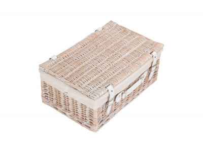 "Basket, 18" WHITE HAMPER with WHITE LINING"