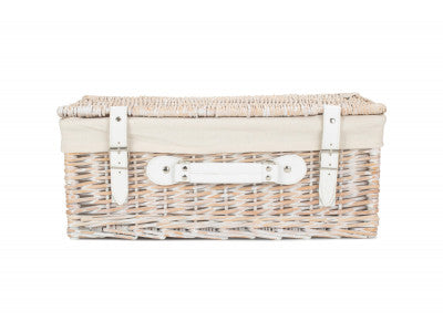 "Basket, 18" WHITE HAMPER with WHITE LINING"