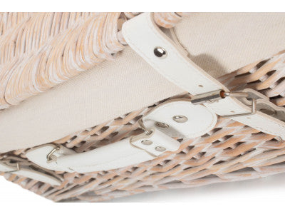 "Basket, 18" WHITE HAMPER with WHITE LINING"