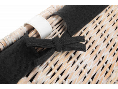 "Basket, 18" WHITE HAMPER with BLACK LINING"