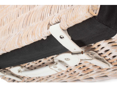 "Basket, 18" WHITE HAMPER with BLACK LINING"