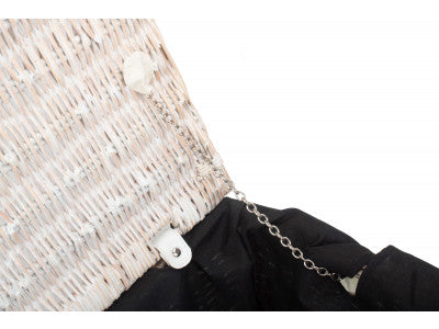 "Basket, 18" WHITE HAMPER with BLACK LINING"