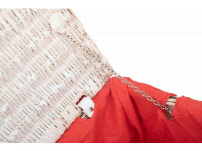 "Basket, 18" WHITE HAMPER with RED LINING"