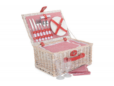 Basket, RED & WHITE GINGHAM 2 PERSON FITTED HAMPER