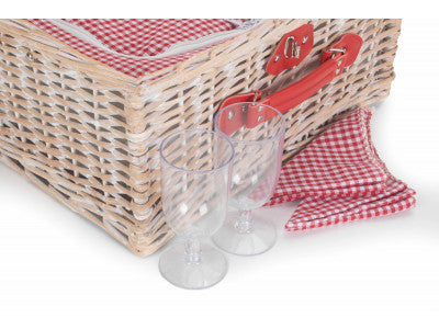 Basket, RED & WHITE GINGHAM 2 PERSON FITTED HAMPER