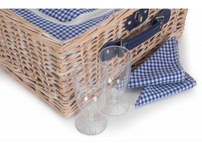 Basket, BLUE & WHITE GINGHAM 2 PERSON FITTED HAMPER