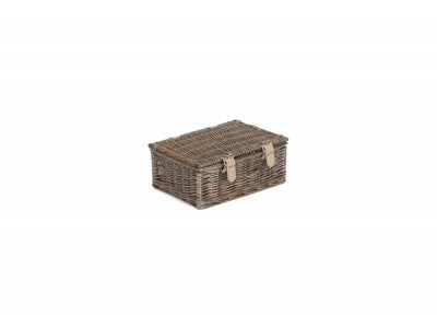 "Basket, 10" ANTIQUE WASH WILLOW HANDLE HAMPER"