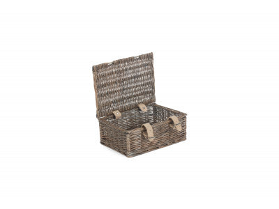 "Basket, 10" ANTIQUE WASH WILLOW HANDLE HAMPER"