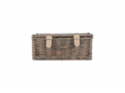 "Basket, 10" ANTIQUE WASH WILLOW HANDLE HAMPER"