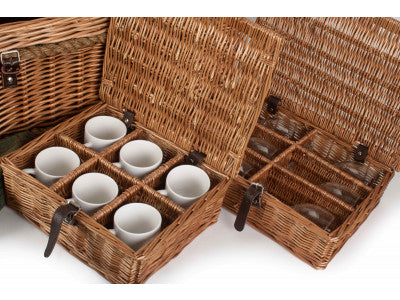 Basket, ROPE HANDLED GREEN TWEED 6 PERSON HAMPER
