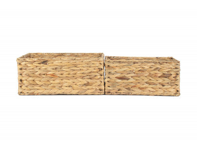 Basket, Set of 2 SMALL WATER HYACINTH STORAGE BASKETS with HEART CUT-OUT 