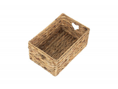 Basket, SMALL WATER HYACINTH STORAGE BASKET with HEART CUT-OUT SIZE 1