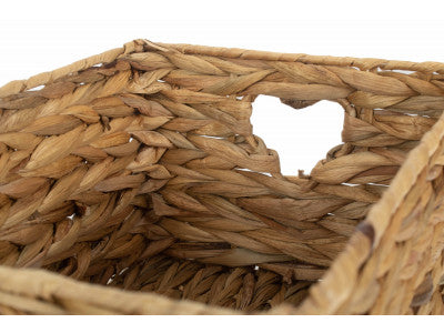 Basket, SMALL WATER HYACINTH STORAGE BASKET with HEART CUT-OUT SIZE 1