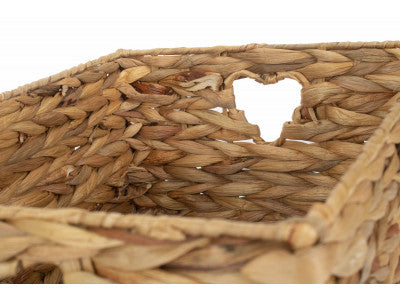 Basket, SMALL WATER HYACINTH STORAGE BASKET with HEART CUT-OUT SIZE 2
