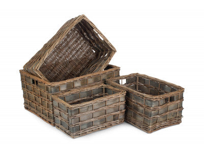 Basket, GREY SCANDI STORAGE BASKETS SET 4 - UNLINED