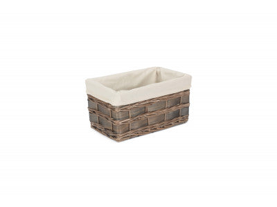 Basket, SMALL GREY SCANDI STORAGE BASKET with WHITE LINING